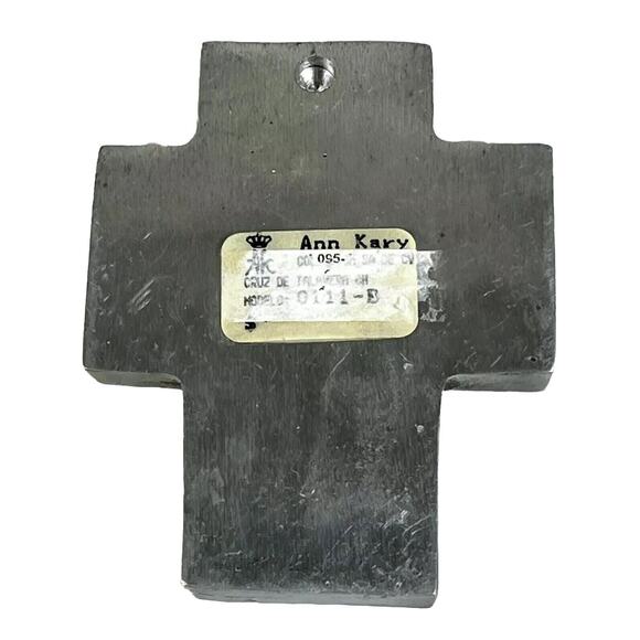 Cruz de Talavera Tile In Pewter Wall Cross - VTG ANN KARY Collectible- Mexico 4” - Picture 4 of 6